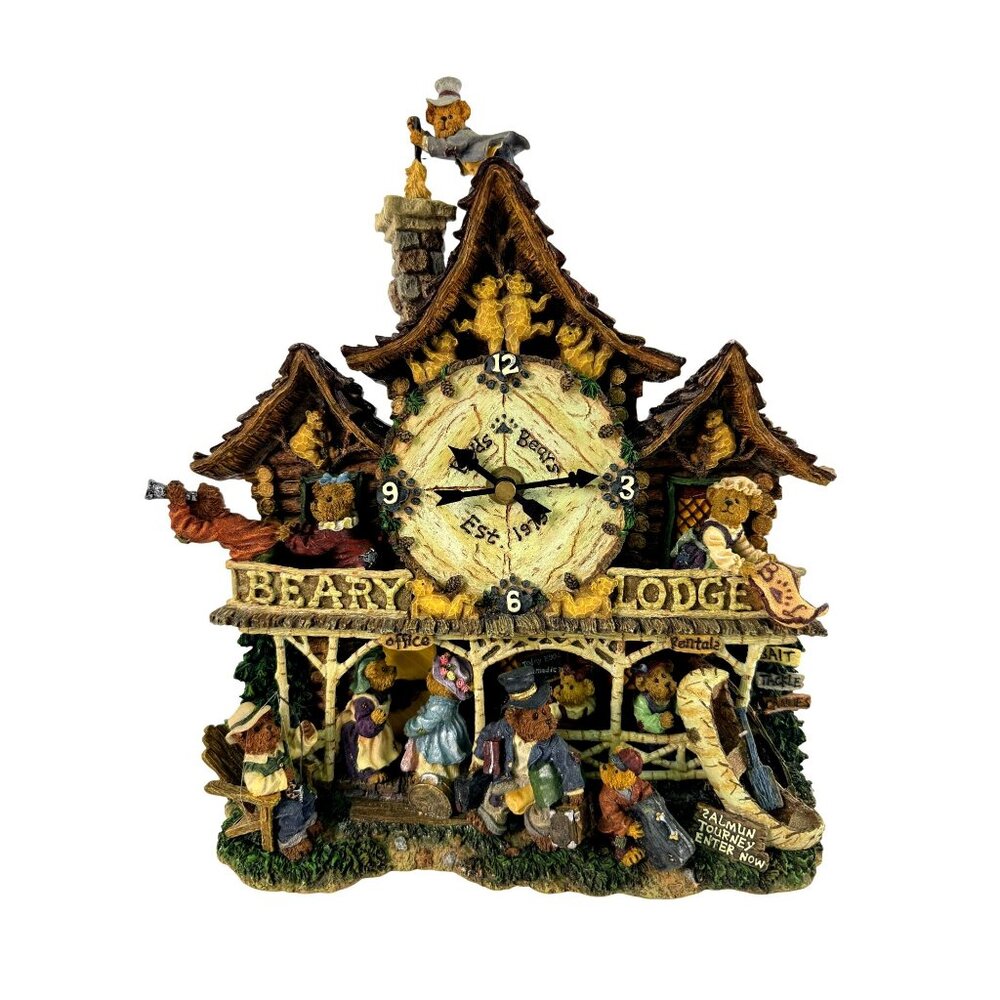 Vintage Boyds Bears Beary Lodge Clock Danbury Mint Resin‎ 1998 Country Cabin